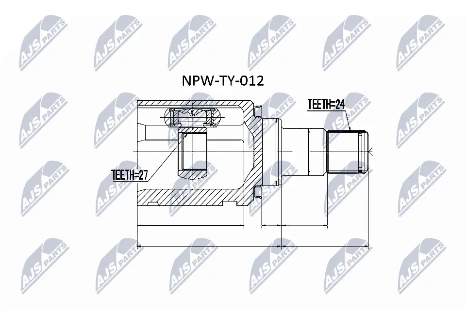 Gelenksatz, Antriebswelle getriebeseitig Vorderachse links NTY NPW-TY-012