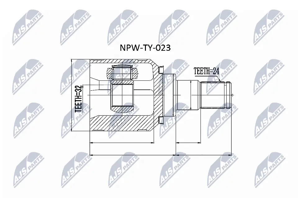Gelenksatz, Antriebswelle getriebeseitig Vorderachse links NTY NPW-TY-023