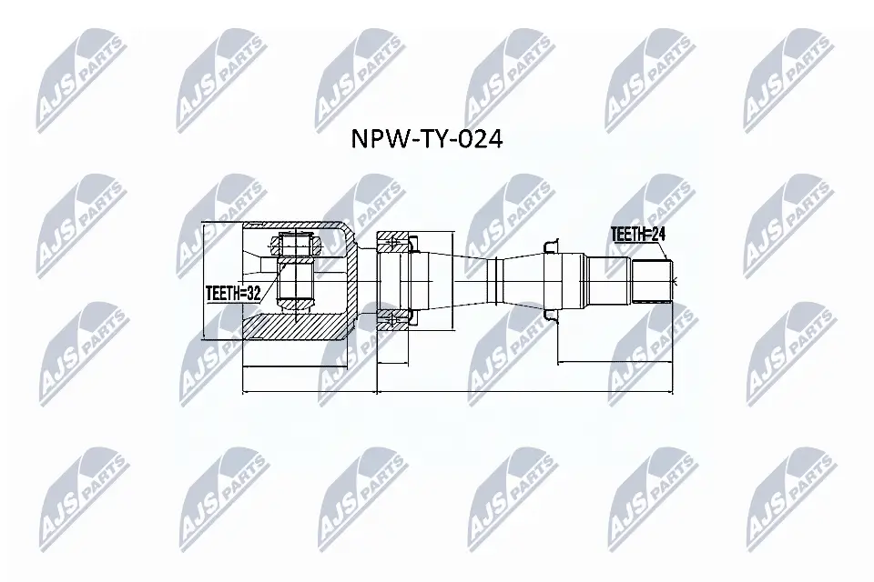 Gelenksatz, Antriebswelle getriebeseitig Vorderachse rechts NTY NPW-TY-024