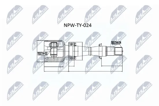 Gelenksatz, Antriebswelle getriebeseitig Vorderachse rechts NTY NPW-TY-024 Bild Gelenksatz, Antriebswelle getriebeseitig Vorderachse rechts NTY NPW-TY-024