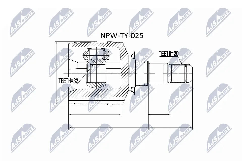Gelenksatz, Antriebswelle getriebeseitig NTY NPW-TY-025