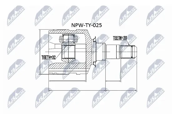 Gelenksatz, Antriebswelle getriebeseitig NTY NPW-TY-025 Bild Gelenksatz, Antriebswelle getriebeseitig NTY NPW-TY-025