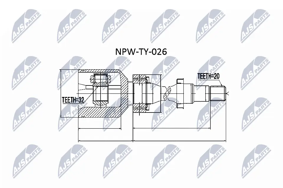 Gelenksatz, Antriebswelle getriebeseitig NTY NPW-TY-026