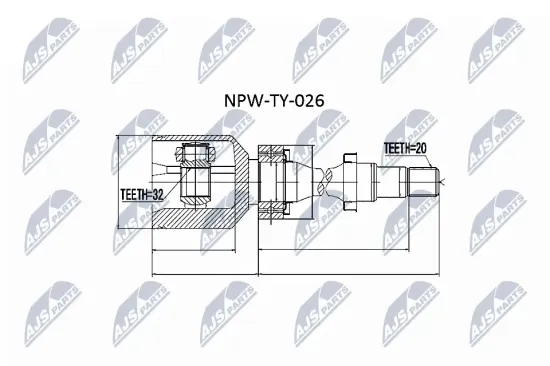 Gelenksatz, Antriebswelle getriebeseitig NTY NPW-TY-026 Bild Gelenksatz, Antriebswelle getriebeseitig NTY NPW-TY-026