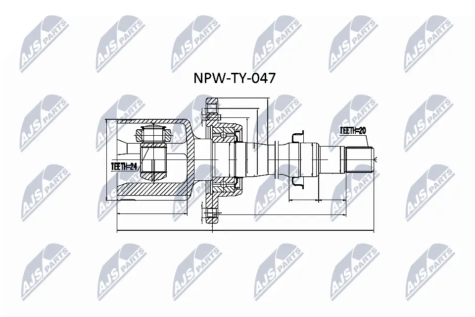 Gelenksatz, Antriebswelle Vorderachse rechts getriebeseitig NTY NPW-TY-047