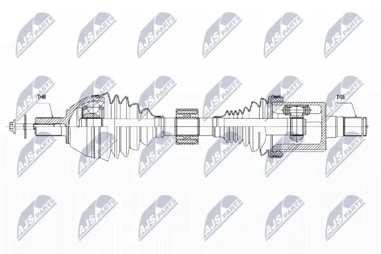 Antriebswelle Vorderachse links NTY NPW-VV-040 Bild Antriebswelle Vorderachse links NTY NPW-VV-040