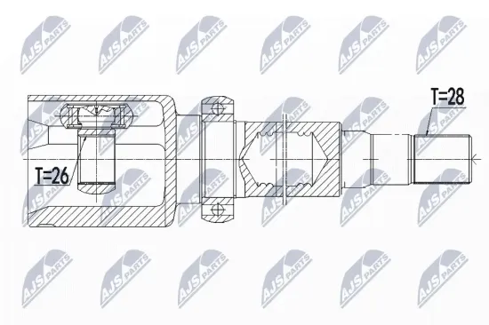 Gelenksatz, Antriebswelle Vorderachse rechts NTY NPW-VV-071 Bild Gelenksatz, Antriebswelle Vorderachse rechts NTY NPW-VV-071