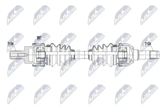 Antriebswelle Hinterachse links Hinterachse rechts NTY NPW-VV-155 Bild Antriebswelle Hinterachse links Hinterachse rechts NTY NPW-VV-155