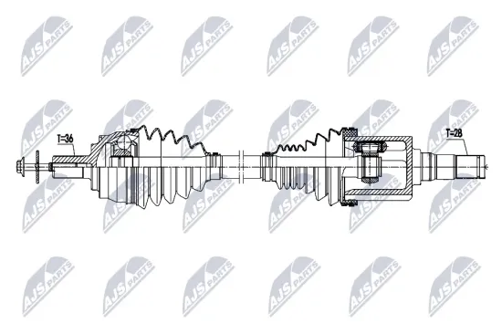 Antriebswelle Vorderachse Vorderachse links Vorderachse links NTY NPW-VW-039 Bild Antriebswelle Vorderachse Vorderachse links Vorderachse links NTY NPW-VW-039