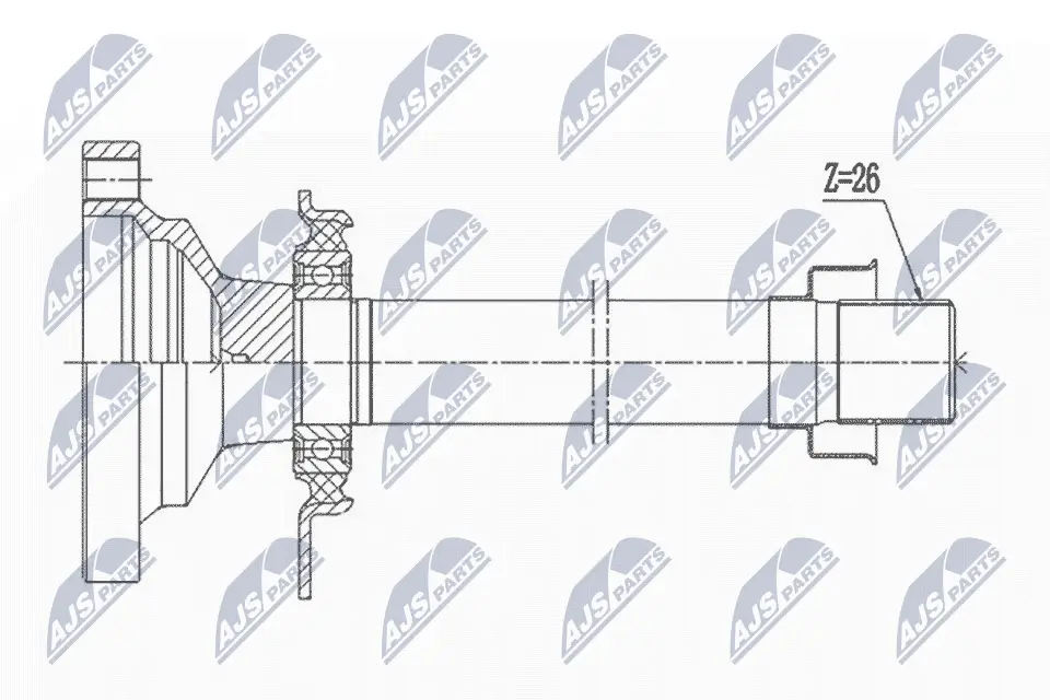 Steckwelle, Differential Vorderachse rechts NTY NPW-VW-004R1