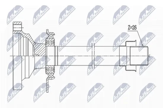 Steckwelle, Differential Vorderachse rechts NTY NPW-VW-004R1 Bild Steckwelle, Differential Vorderachse rechts NTY NPW-VW-004R1