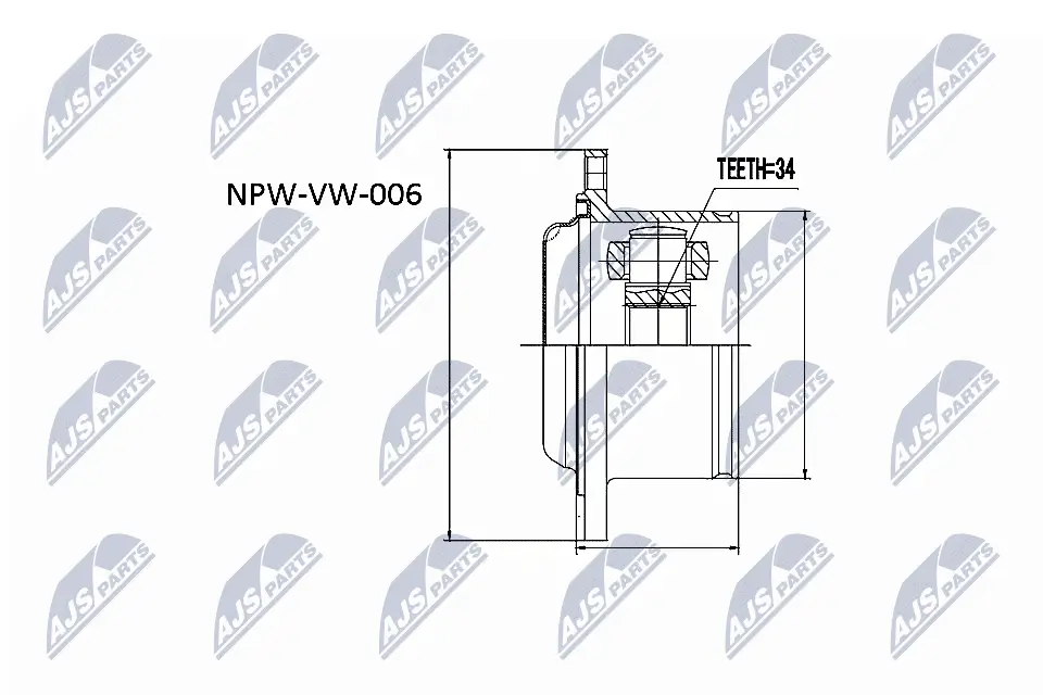Gelenksatz, Antriebswelle Vorderachse rechts Vorderachse links NTY NPW-VW-006