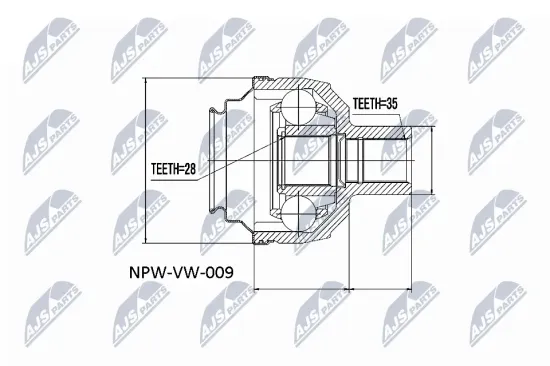 Gelenksatz, Antriebswelle Vorderachse rechts getriebeseitig NTY NPW-VW-009 Bild Gelenksatz, Antriebswelle Vorderachse rechts getriebeseitig NTY NPW-VW-009