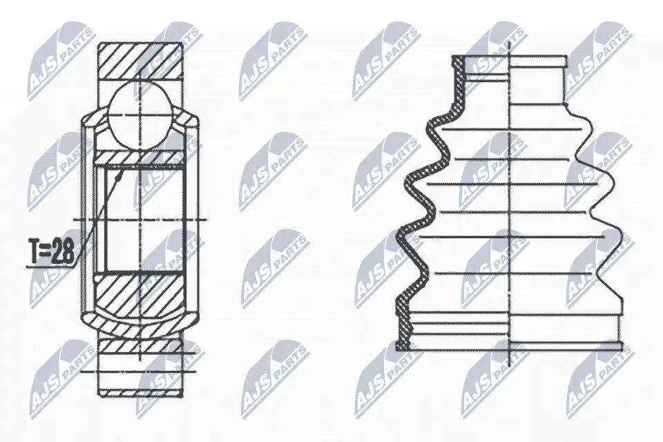 Gelenksatz, Antriebswelle Hinterachse links Hinterachse rechts NTY NPW-VW-066