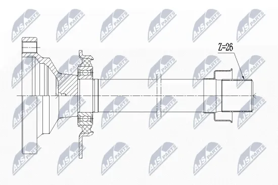Steckwelle, Differential Vorderachse rechts NTY NPW-WW-004R1 Bild Steckwelle, Differential Vorderachse rechts NTY NPW-WW-004R1