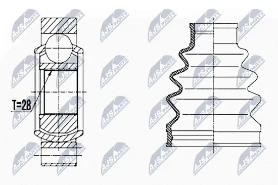Gelenksatz, Antriebswelle Hinterachse links Hinterachse rechts NTY NPW-WW-066 Bild Gelenksatz, Antriebswelle Hinterachse links Hinterachse rechts NTY NPW-WW-066