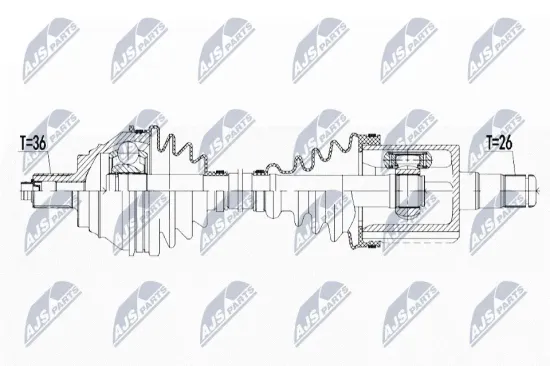 Antriebswelle Vorderachse links NTY NPW-WW-133 Bild Antriebswelle Vorderachse links NTY NPW-WW-133