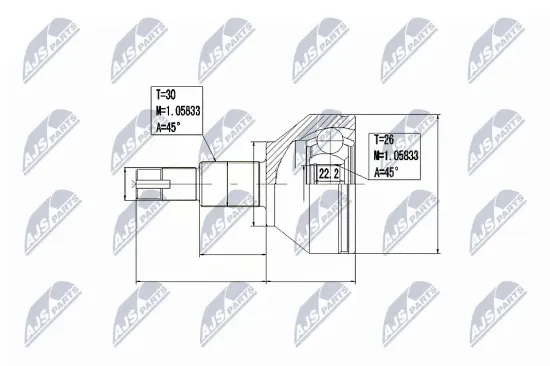 Gelenksatz, Antriebswelle Vorderachse rechts Vorderachse links NTY NPZ-AR-014 Bild Gelenksatz, Antriebswelle Vorderachse rechts Vorderachse links NTY NPZ-AR-014