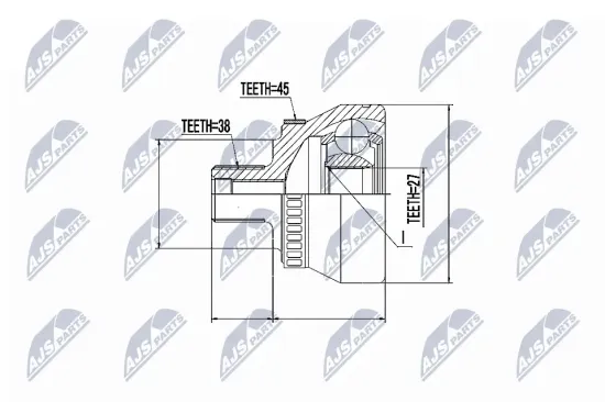 Gelenksatz, Antriebswelle Vorderachse links Vorderachse rechts NTY NPZ-AU-009 Bild Gelenksatz, Antriebswelle Vorderachse links Vorderachse rechts NTY NPZ-AU-009