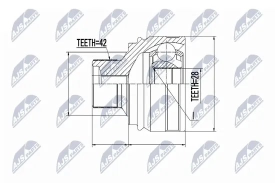 Gelenksatz, Antriebswelle Vorderachse links Vorderachse rechts NTY NPZ-AU-054 Bild Gelenksatz, Antriebswelle Vorderachse links Vorderachse rechts NTY NPZ-AU-054