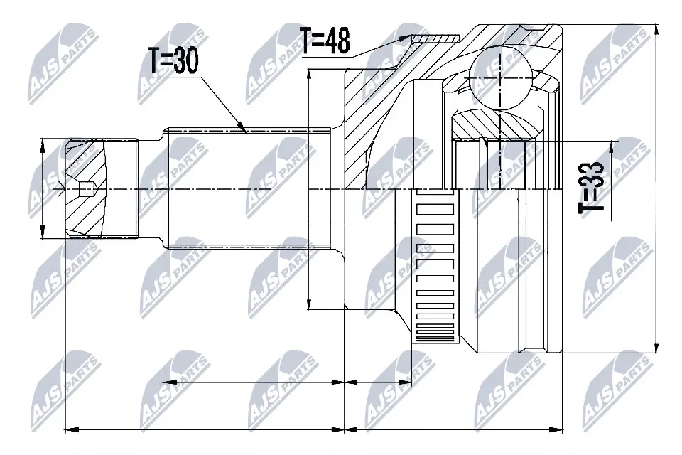 Gelenksatz, Antriebswelle radseitig Vorderachse NTY NPZ-BM-010