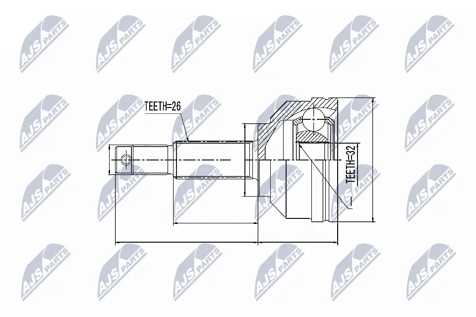 Gelenksatz, Antriebswelle Vorderachse radseitig NTY NPZ-CH-005