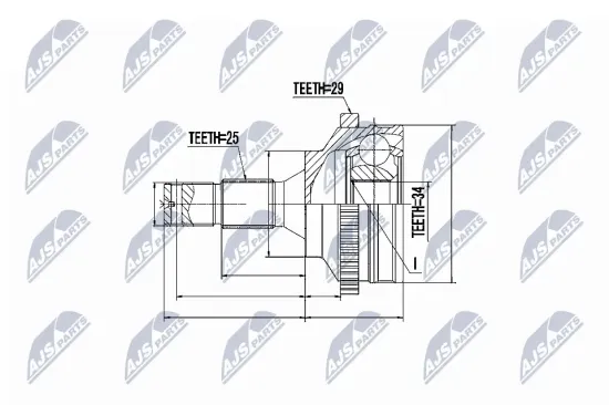 Gelenksatz, Antriebswelle radseitig NTY NPZ-CT-010 Bild Gelenksatz, Antriebswelle radseitig NTY NPZ-CT-010