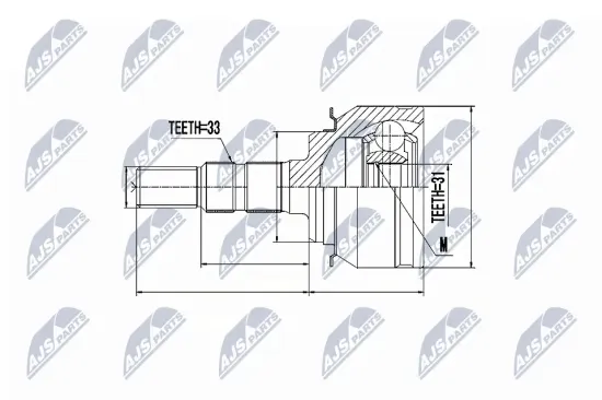 Gelenksatz, Antriebswelle Vorderachse links Vorderachse rechts NTY NPZ-DW-008 Bild Gelenksatz, Antriebswelle Vorderachse links Vorderachse rechts NTY NPZ-DW-008