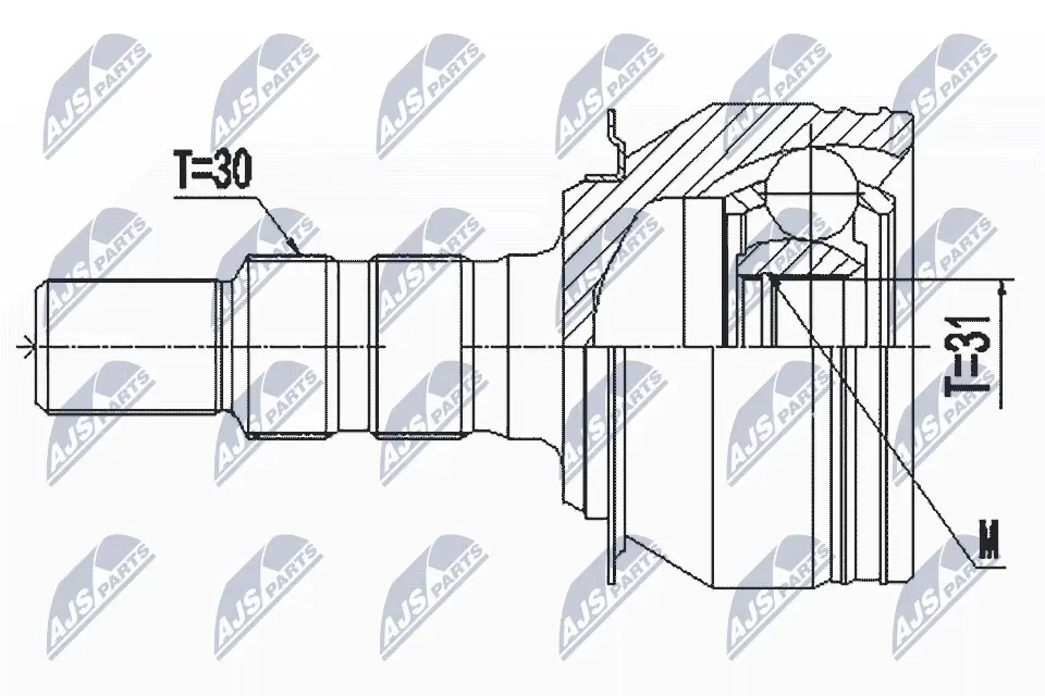Gelenksatz, Antriebswelle Vorderachse radseitig NTY NPZ-DW-032
