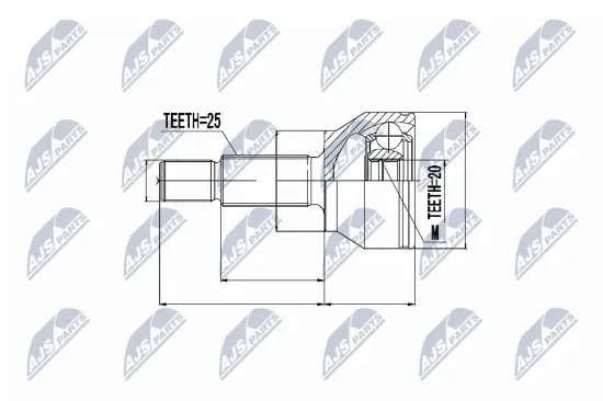 Gelenksatz, Antriebswelle Vorderachse links Vorderachse rechts NTY NPZ-FR-013 Bild Gelenksatz, Antriebswelle Vorderachse links Vorderachse rechts NTY NPZ-FR-013