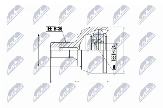 Gelenksatz, Antriebswelle Vorderachse rechts NTY NPZ-FR-015 Bild Gelenksatz, Antriebswelle Vorderachse rechts NTY NPZ-FR-015