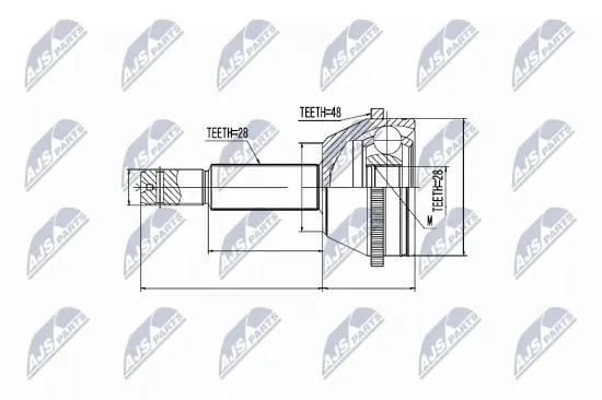 Gelenksatz, Antriebswelle Vorderachse links Vorderachse rechts NTY NPZ-FR-038 Bild Gelenksatz, Antriebswelle Vorderachse links Vorderachse rechts NTY NPZ-FR-038