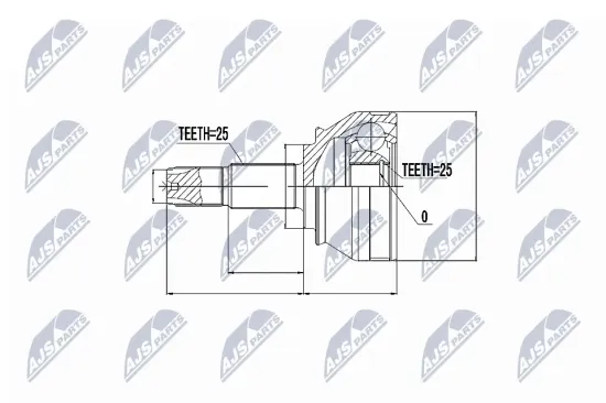 Gelenksatz, Antriebswelle Vorderachse radseitig NTY NPZ-FT-034 Bild Gelenksatz, Antriebswelle Vorderachse radseitig NTY NPZ-FT-034