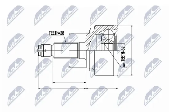 Gelenksatz, Antriebswelle Vorderachse rechts Vorderachse links NTY NPZ-HD-044 Bild Gelenksatz, Antriebswelle Vorderachse rechts Vorderachse links NTY NPZ-HD-044