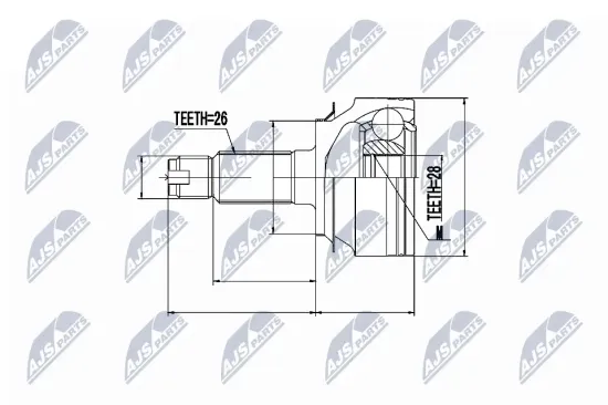 Gelenksatz, Antriebswelle Vorderachse links Vorderachse rechts NTY NPZ-HD-055 Bild Gelenksatz, Antriebswelle Vorderachse links Vorderachse rechts NTY NPZ-HD-055