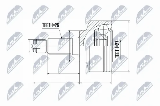 Gelenksatz, Antriebswelle Vorderachse links Vorderachse rechts NTY NPZ-HD-063 Bild Gelenksatz, Antriebswelle Vorderachse links Vorderachse rechts NTY NPZ-HD-063