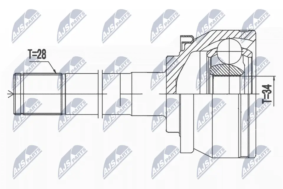 Gelenksatz, Antriebswelle Vorderachse radseitig NTY NPZ-HY-511