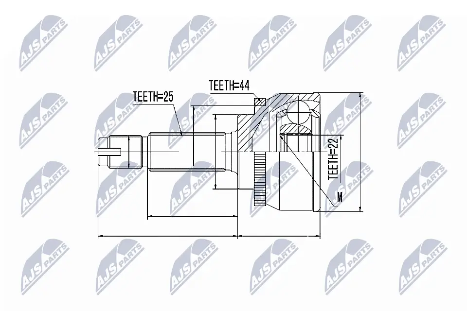 Gelenksatz, Antriebswelle Vorderachse links getriebeseitig Vorderachse rechts NTY NPZ-HY-539