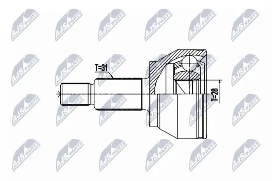 Gelenksatz, Antriebswelle Hinterachse links Hinterachse rechts radseitig NTY NPZ-LR-020 Bild Gelenksatz, Antriebswelle Hinterachse links Hinterachse rechts radseitig NTY NPZ-LR-020