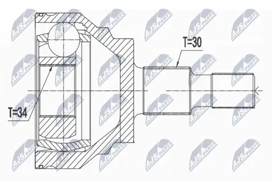 Gelenksatz, Antriebswelle radseitig Vorderachse NTY NPZ-ME-018 Bild Gelenksatz, Antriebswelle radseitig Vorderachse NTY NPZ-ME-018