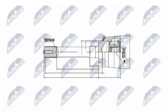 Gelenksatz, Antriebswelle Vorderachse radseitig NTY NPZ-ME-016 Bild Gelenksatz, Antriebswelle Vorderachse radseitig NTY NPZ-ME-016