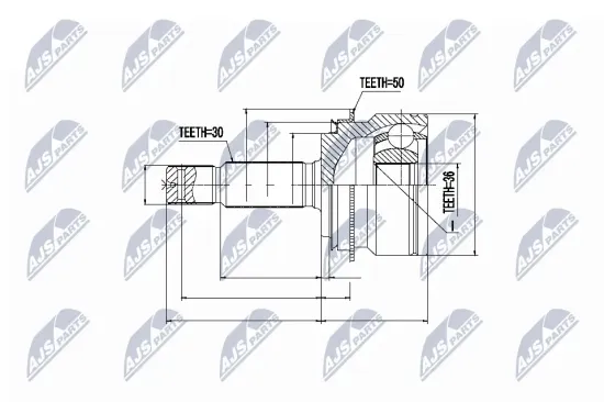 Gelenksatz, Antriebswelle Vorderachse rechts getriebeseitig Vorderachse links NTY NPZ-MS-055 Bild Gelenksatz, Antriebswelle Vorderachse rechts getriebeseitig Vorderachse links NTY NPZ-MS-055