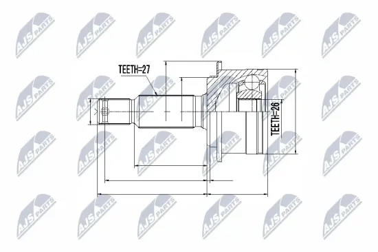 Gelenksatz, Antriebswelle radseitig Hinterachse links Hinterachse rechts Hinterachse links Hinterachse rechts getriebeseitig Hinterachse NTY NPZ-MS-060 Bild Gelenksatz, Antriebswelle radseitig Hinterachse links Hinterachse rechts Hinterachse links Hinterachse rechts getriebeseitig Hinterachse NTY NPZ-MS-060