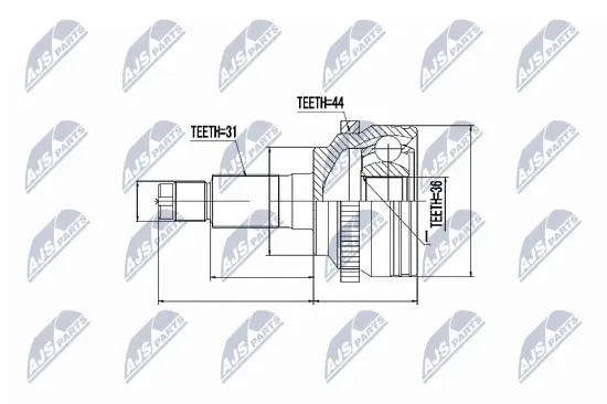 Gelenksatz, Antriebswelle Vorderachse rechts getriebeseitig NTY NPZ-MZ-053 Bild Gelenksatz, Antriebswelle Vorderachse rechts getriebeseitig NTY NPZ-MZ-053
