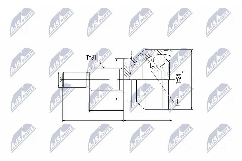 Gelenksatz, Antriebswelle Vorderachse rechts NTY NPZ-MZ-055