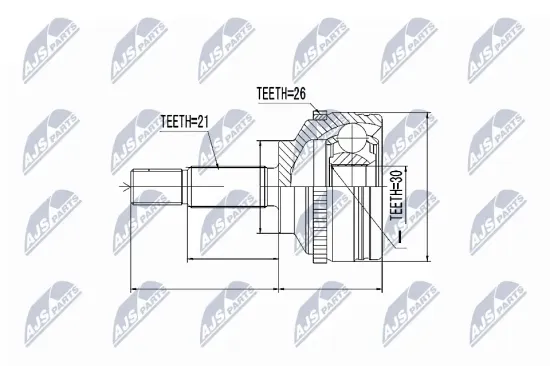 Gelenksatz, Antriebswelle Vorderachse NTY NPZ-RE-012 Bild Gelenksatz, Antriebswelle Vorderachse NTY NPZ-RE-012