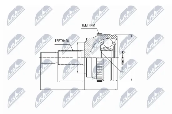Gelenksatz, Antriebswelle Vorderachse rechts Vorderachse links Vorderachse links NTY NPZ-NS-083 Bild Gelenksatz, Antriebswelle Vorderachse rechts Vorderachse links Vorderachse links NTY NPZ-NS-083