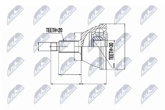 Gelenksatz, Antriebswelle radseitig NTY NPZ-SK-003 Bild Gelenksatz, Antriebswelle radseitig NTY NPZ-SK-003