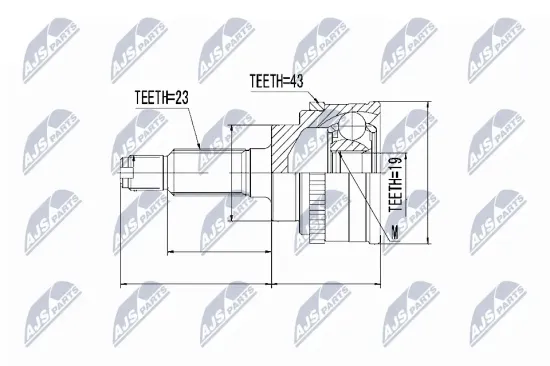 Gelenksatz, Antriebswelle Vorderachse links getriebeseitig NTY NPZ-SU-001 Bild Gelenksatz, Antriebswelle Vorderachse links getriebeseitig NTY NPZ-SU-001