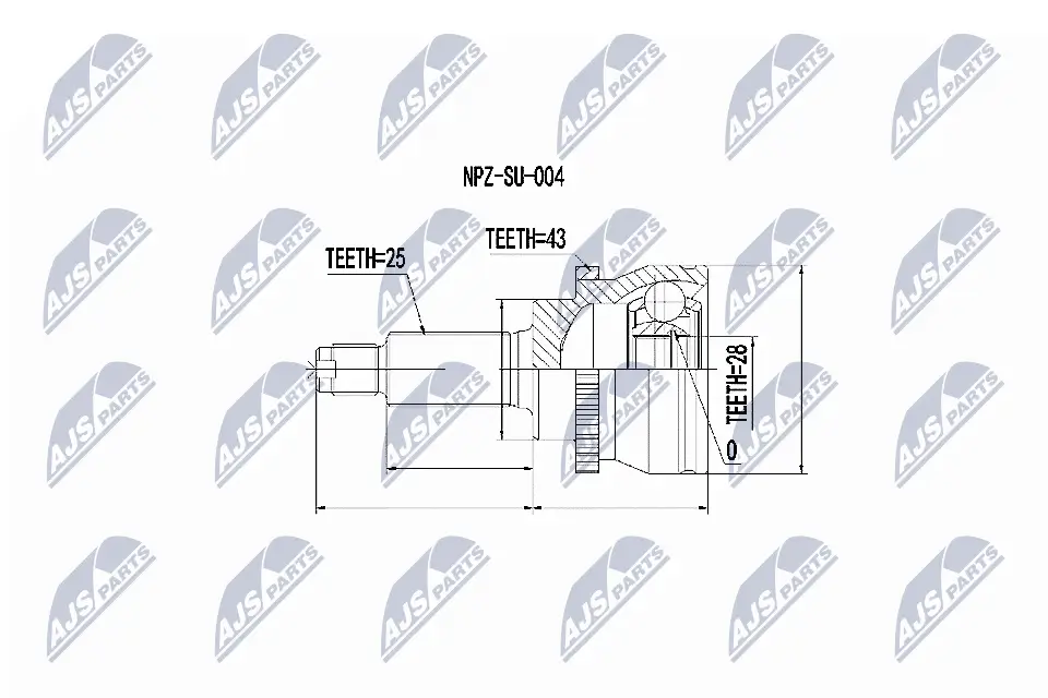 Gelenksatz, Antriebswelle Vorderachse rechts getriebeseitig NTY NPZ-SU-004